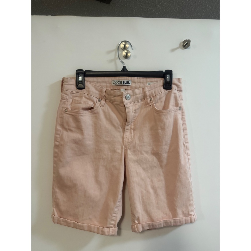 Code Bleu Soho Bermuda Shorts Pink Peach Denim Cuffed Size 6